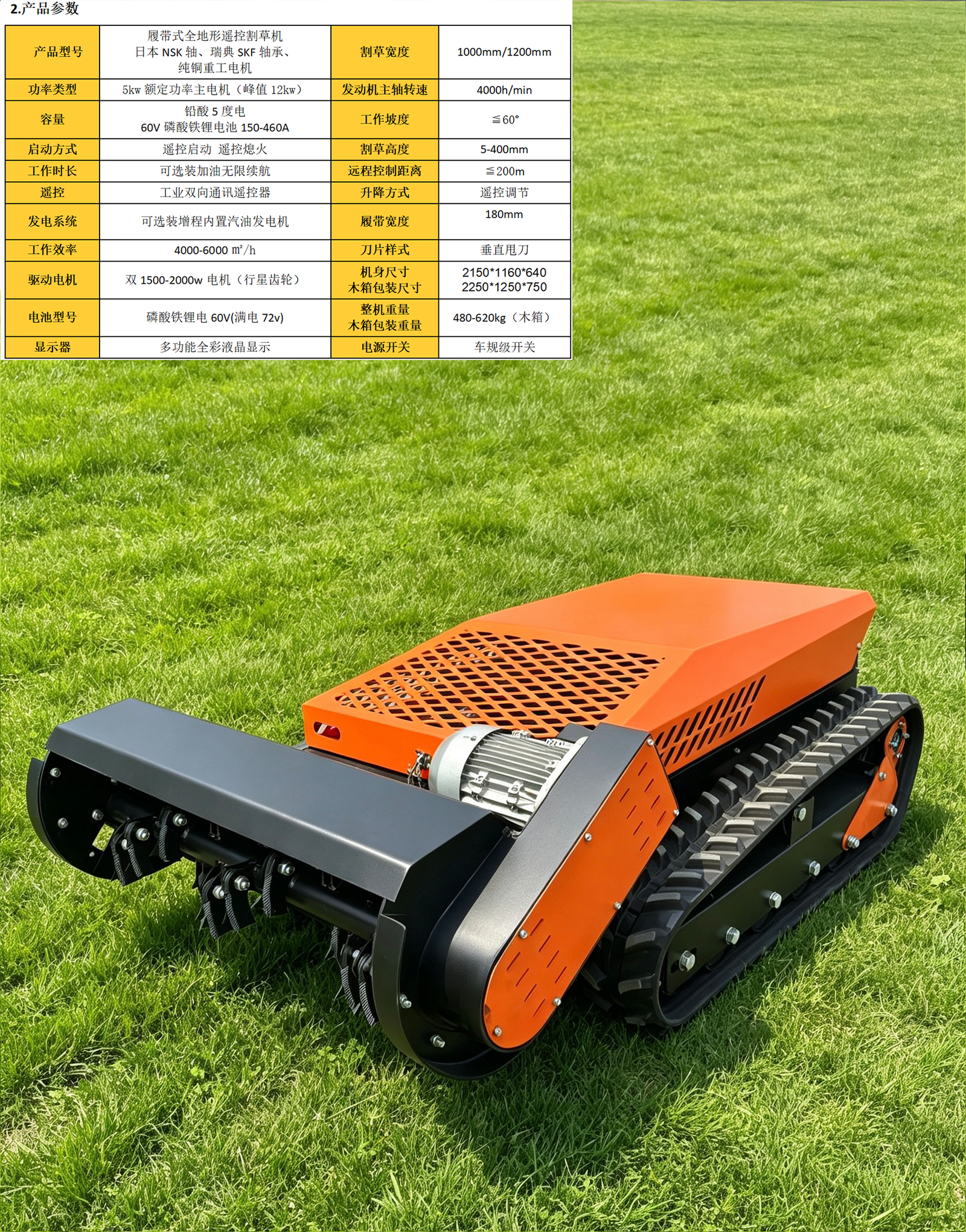 Remote-control mower front view